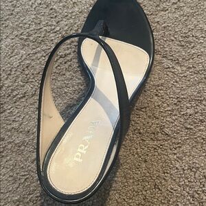 Prada Women's Black and Cream Sandals